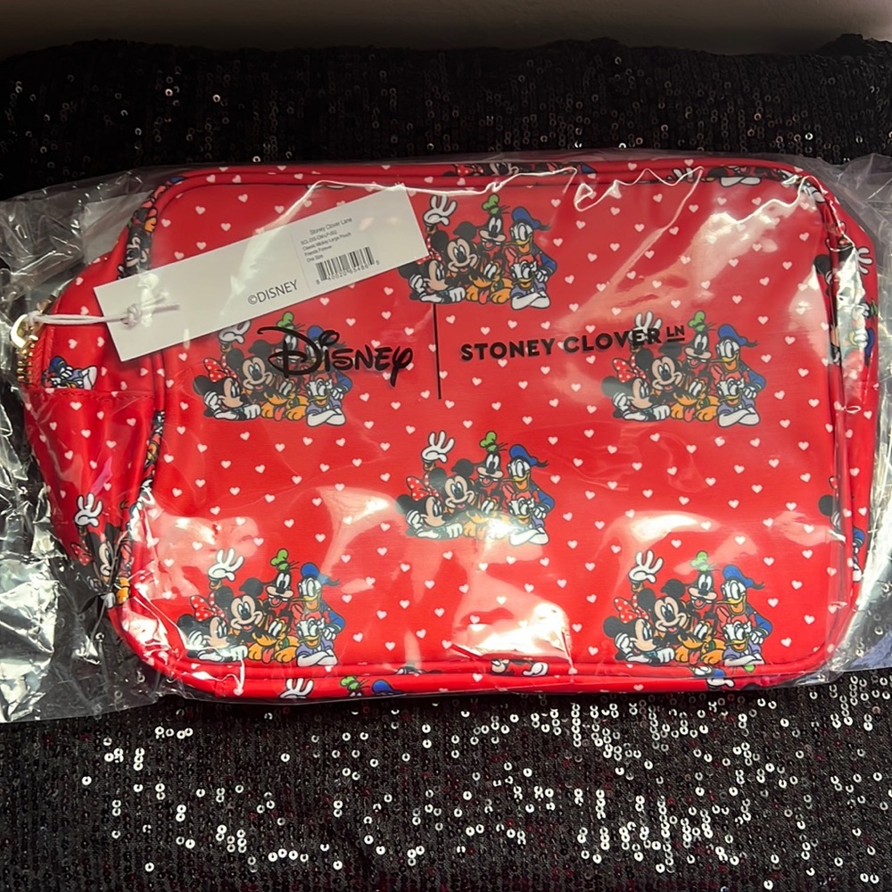 NEW STONEY CLOVER LANE MICKEY FRIENDS FOREVER LARGE POUCH
